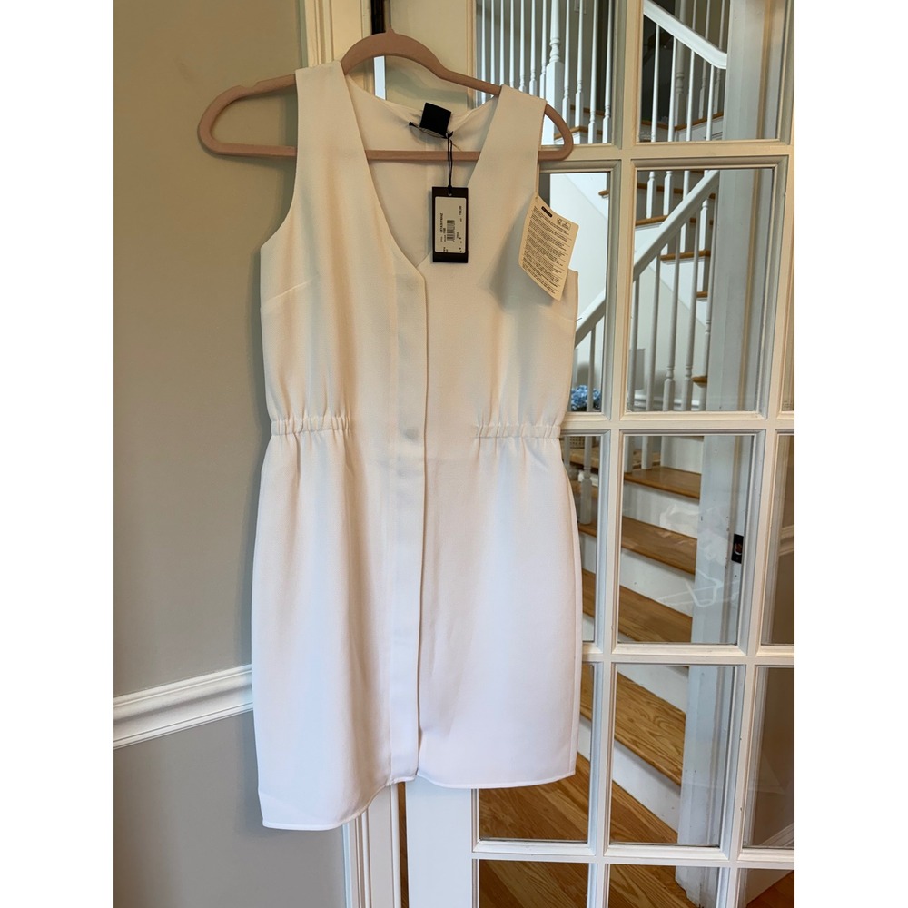 Armani Exchange Womens White V-Neck Sleeveless Dress  Size 6 NWT